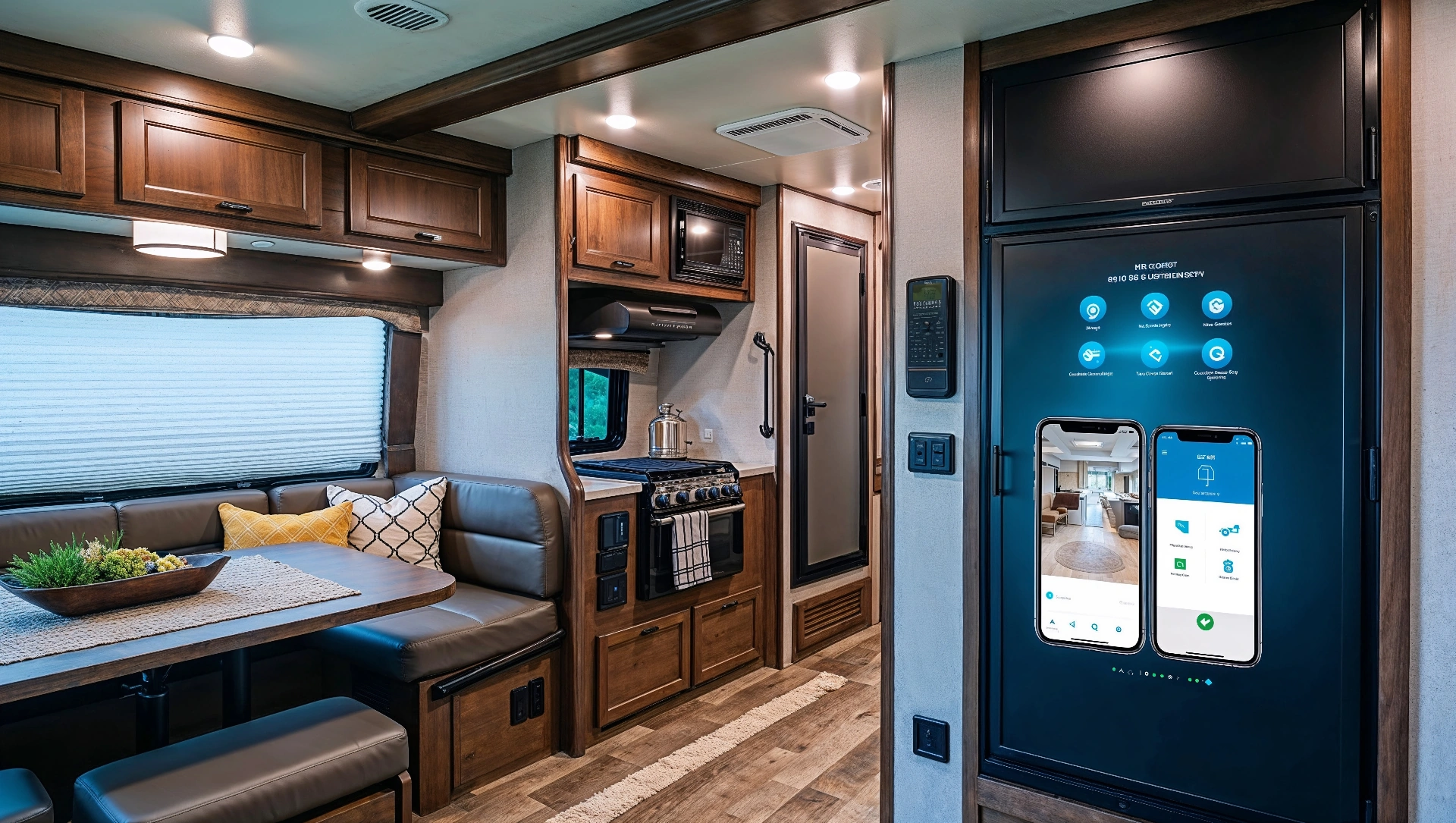 RV security system interface with cameras and smart locks